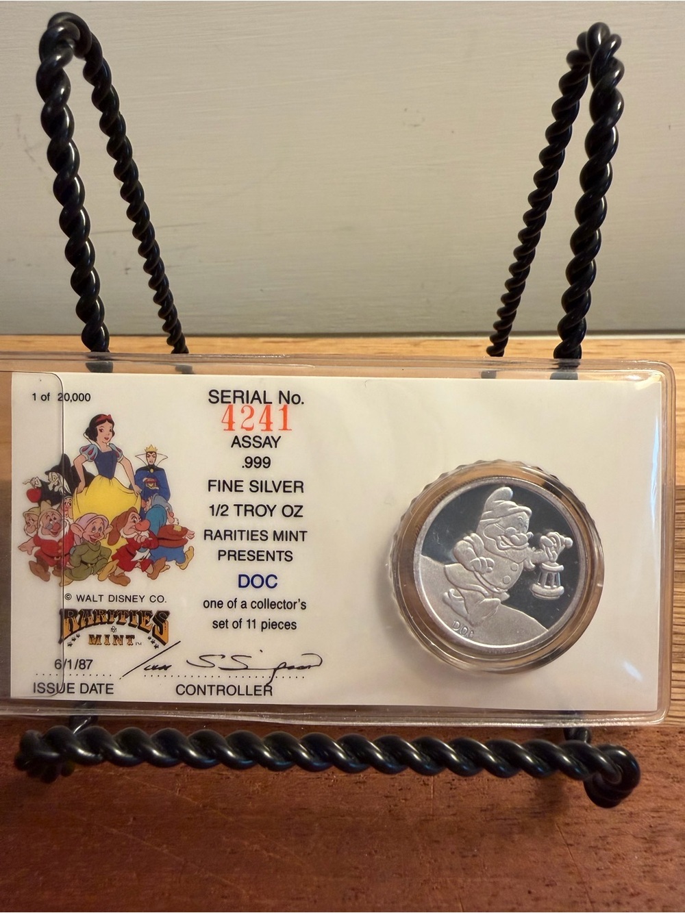 Disney Rarities DOC Fine Silver Collector Coin 1987